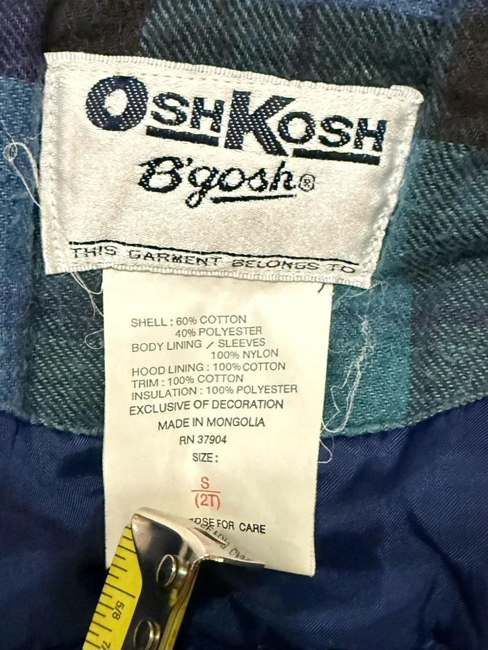 Vintage 90s Oshkosh B’Gosh Blue Winter Parka Coat Boys Size 2T Project Earth